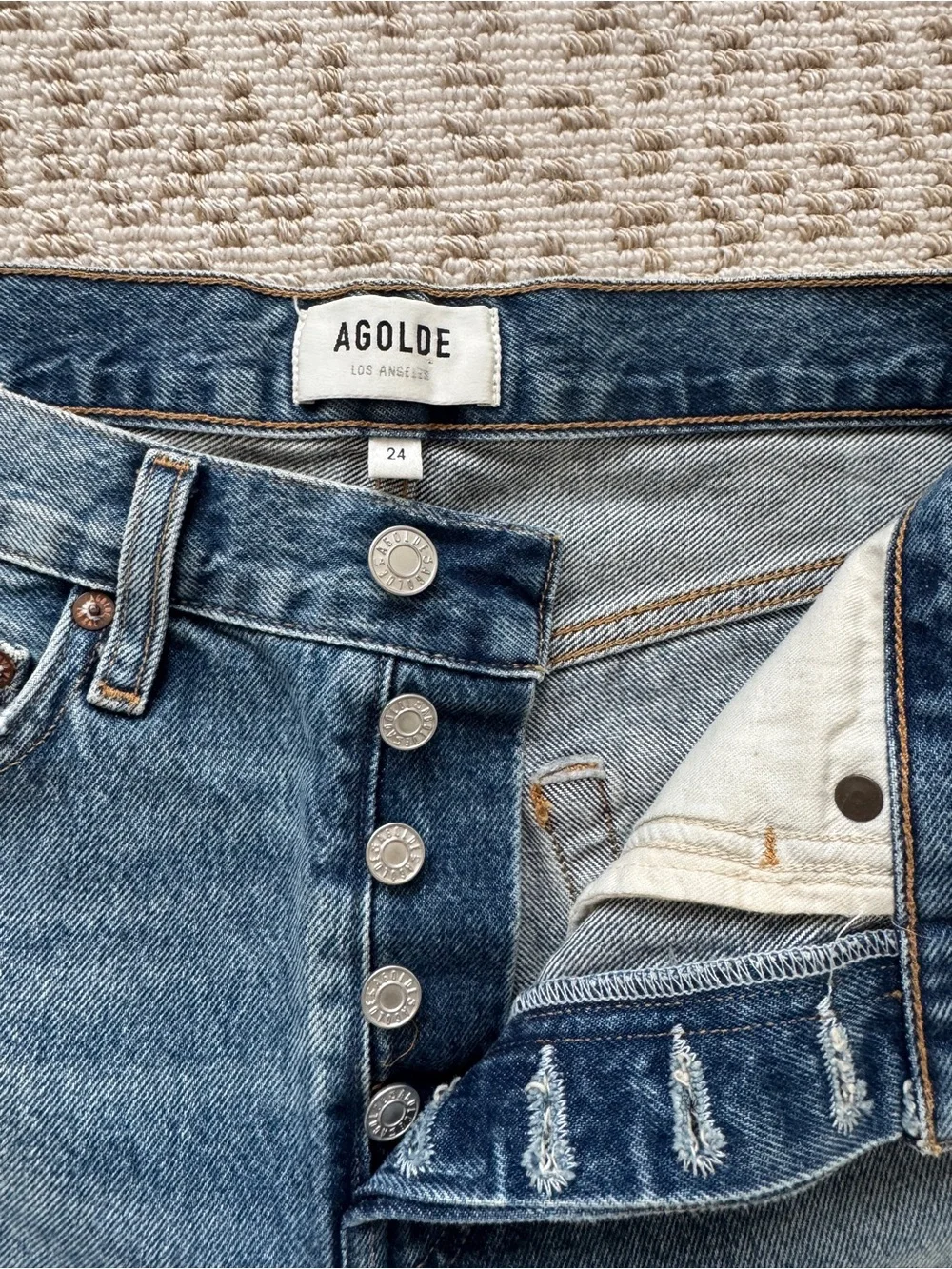 AGOLDE Parker Long  Distressed Roll-Cuff Denim Shorts